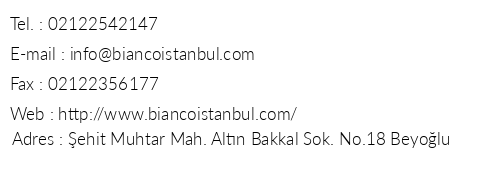 Bianco Residence Taksim telefon numaralar, faks, e-mail, posta adresi ve iletiim bilgileri